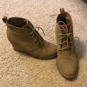 Nautica suede wedge heel boots